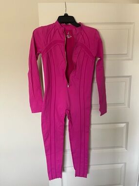 Sunzel Bright Pink One-Piece Zipper Jumpsuit